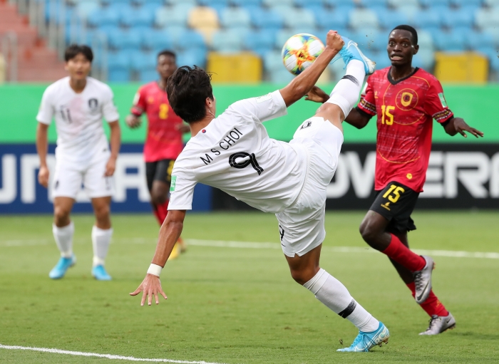 2019 FIFA U-17 월드컵에서 대한민국이 앙골라와의 16강전에서 최민서의 골로 1대0으로 이겼다(고이아니아(브라질)= 연합뉴스).