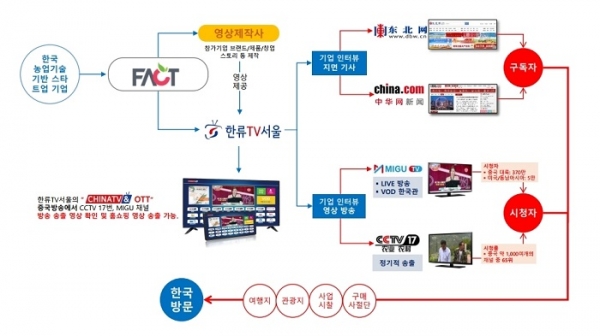한류TV서울이 계획하는 한국 제품, 기업, 브랜드 등의 중국 미디어를 활용한 비즈니스 모델이다. 이미지제공=한류TV서울