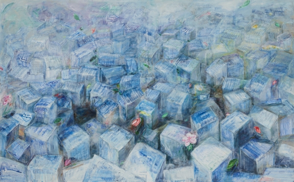 BOX-CITY 162.2x260.6cm, Mixed Media on Canvas, 2020
