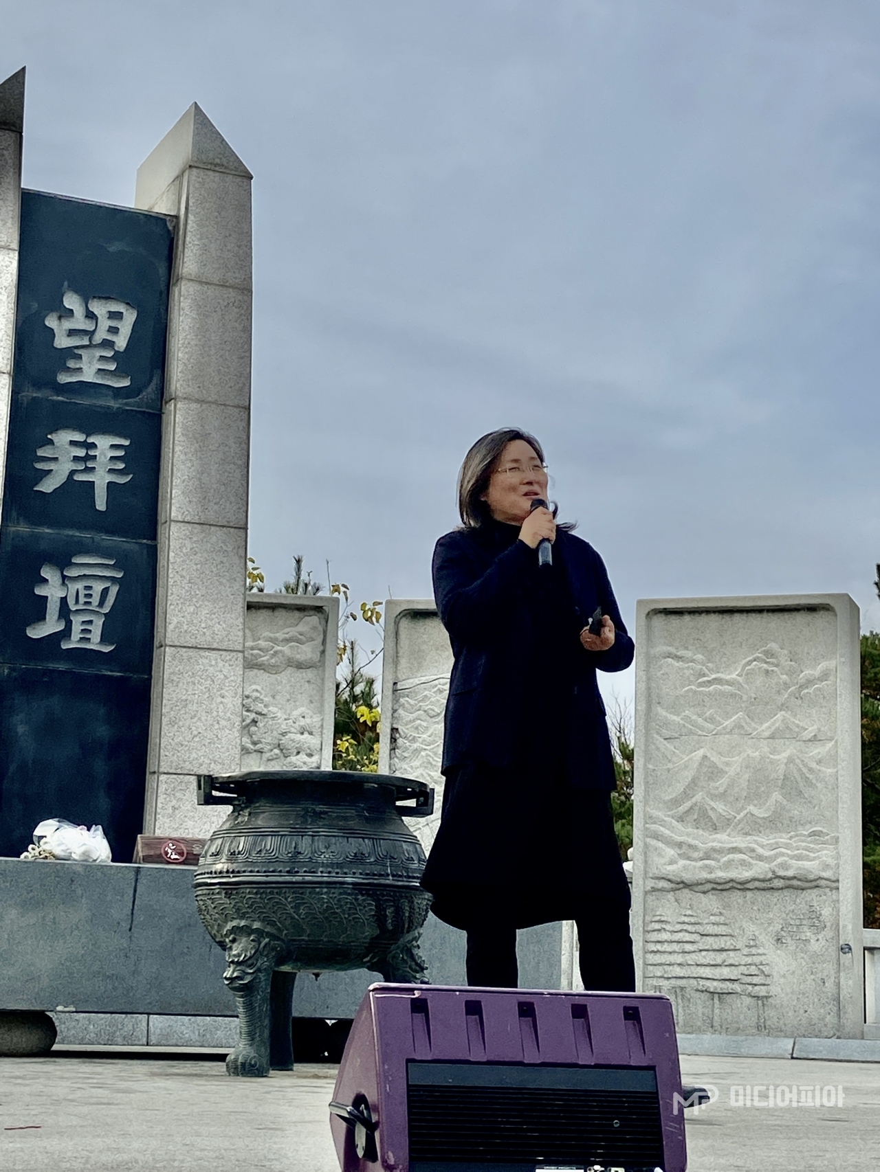 '진주'라는 노래를 열창하는 최도은 민중가수 / 사진 촬영=강승혁 전문 기자