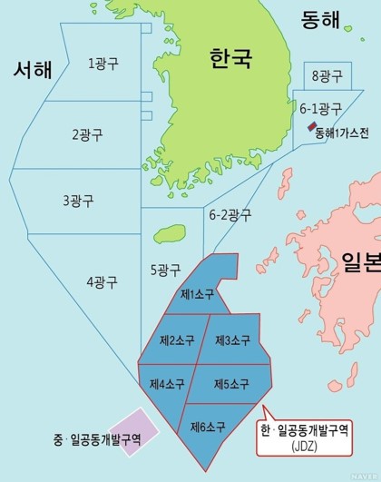 대한민국 대륙붕 지도