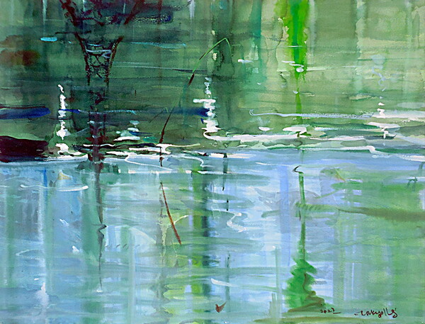 Reflection Eiffel Tower on the Seine river 센 강의 에펠탑, 76.5 x 56.5 cm,  watercolor on paper, 2023 / 작가 제공