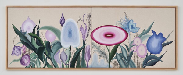 은유의 정원(The garden of metaphor), 2022, 순지에 채색, 연필, 69×186cm / 작가 제공